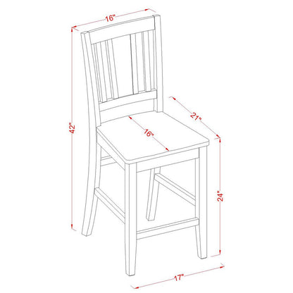 East West Furniture BUCK5-MAH-W Buckland 5 Piece Counter Height Set Includes a Rectangle Dining Room Table and 4 Wood Seat Chairs, 30x48 Inch - WoodArtSupply