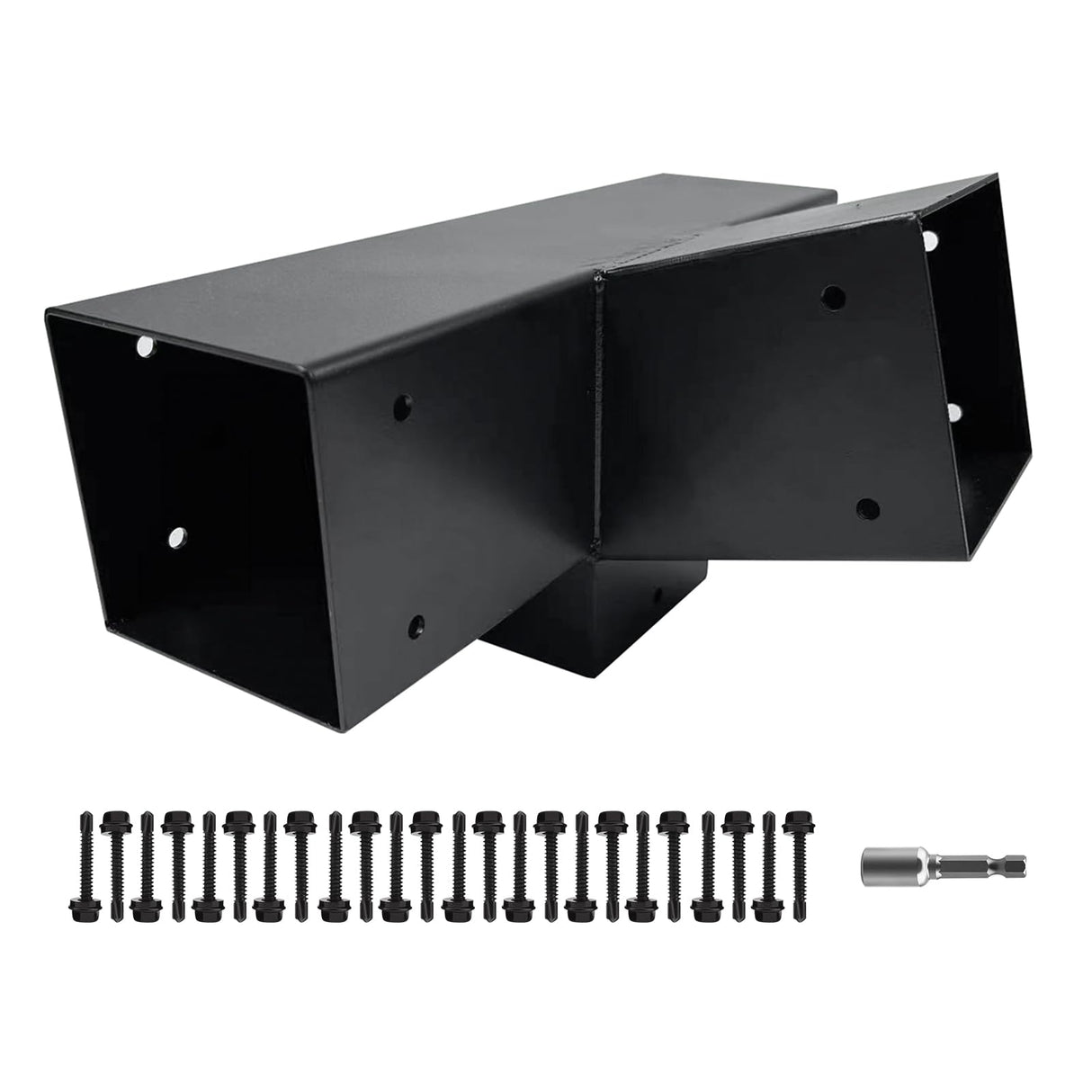 Qrooviiy 15 Degree Pegola Bracket Kits,4-Way Right Corner Woodwork Brackets for 4" x 4" (Actual:3.5"x3.5") Lumber,DIY Gazebo Brackets for Patio Pergolas, Gazebos, Log Cabin W/Hardware - 1Pack… Qrooviiy