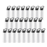 PYD Life 25 Pack Sublimation Water Bottle Sports Bulk 32 OZ White Stainless Steel Tumbler Cups with Straw and Portable Handle for Tumbler Heat Press Sublimation Oven Printing PYD Life