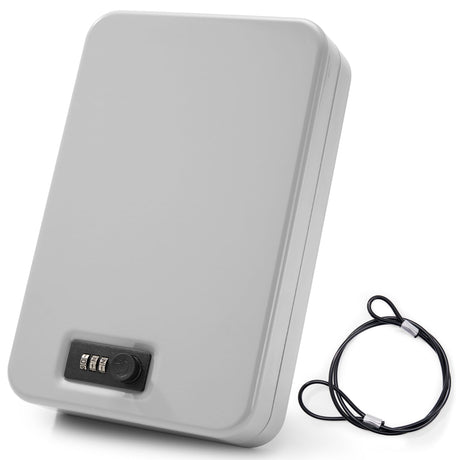 Sgorlds Gun Safe for Pistol, Portable Handgun Lock Box with Combination Lock, Pistol Safe for Car, Home, Travel, 11.5" x7.5" x2.5", Gray Sgorlds