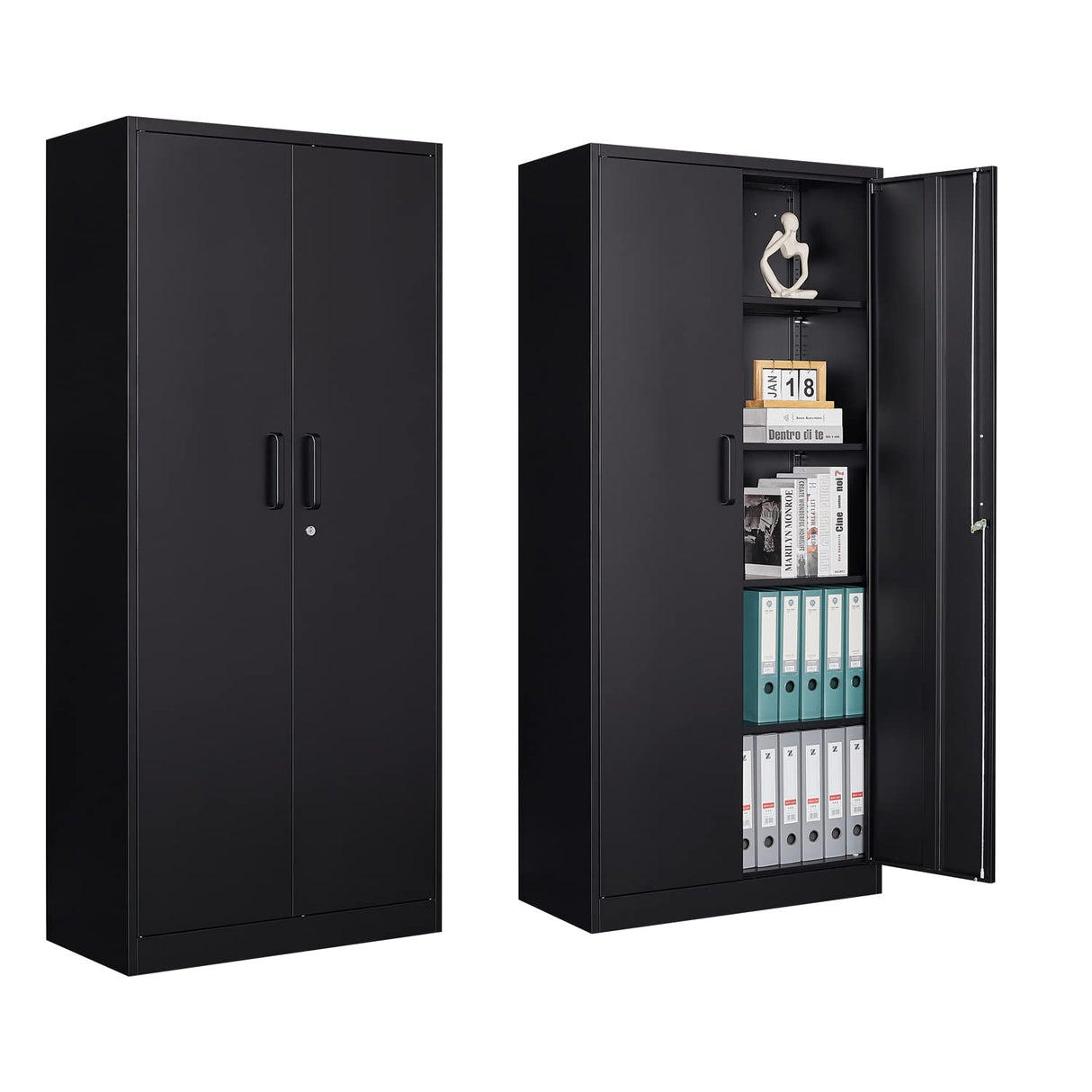 Anxxsu Metal Garage Storage Cabinet, 71" Locking Storage Cabinet with 2 Doors and 5 Adjustable Shelves, Lockable Metal Cabinet for Anxxsu