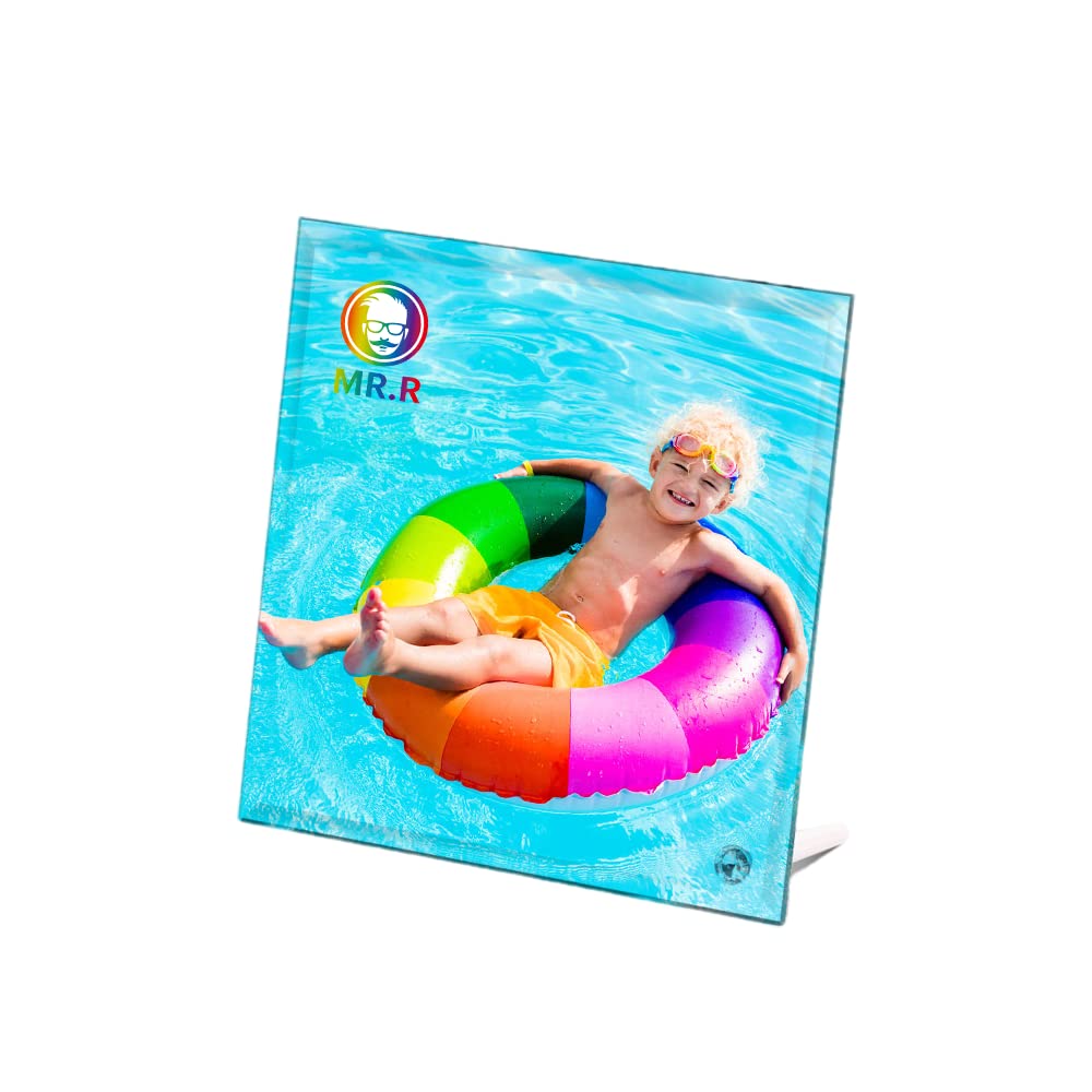 MR.R 2 piece 8'' Sublimation Blanks Glossy Glass Photo Frame,No Edge,Single Hole Picture Frame for Heat Transfer Printing MR.R