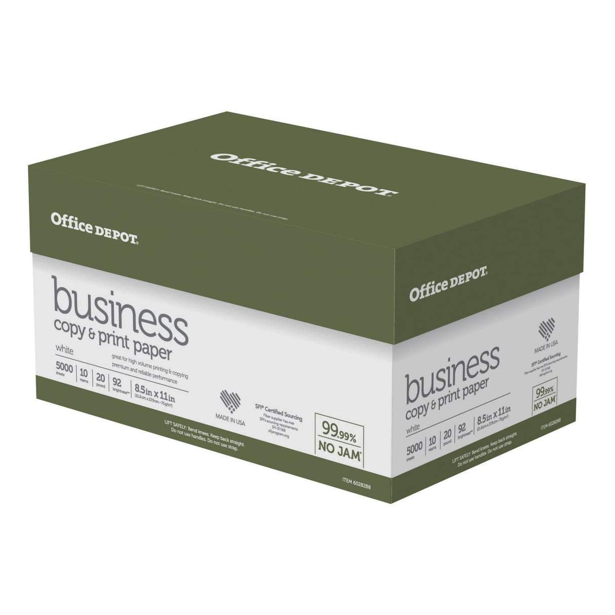 Office Depot® Brand Business Multi-Use Printer & Copier Paper, Letter Size (8 1/2" x 11"), 5000 Total Sheets, 92 (U.S.) Office Depot