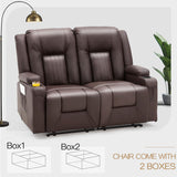 YODOLLA Loveseat Recliner with Cup Holders&Side Pockets, Home Theater Seating Manual RV Reclining Couch Sofa Double Recliner, Brown YODOLLA