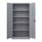 CNANXU Metal Garage Storage Cabinet - 72" Locking Metal Storage Cabinet with 2 Doors and Adjustable Shelves & Locking Doors - Garage Cabinets for Tool Storage - Grey CNANXU