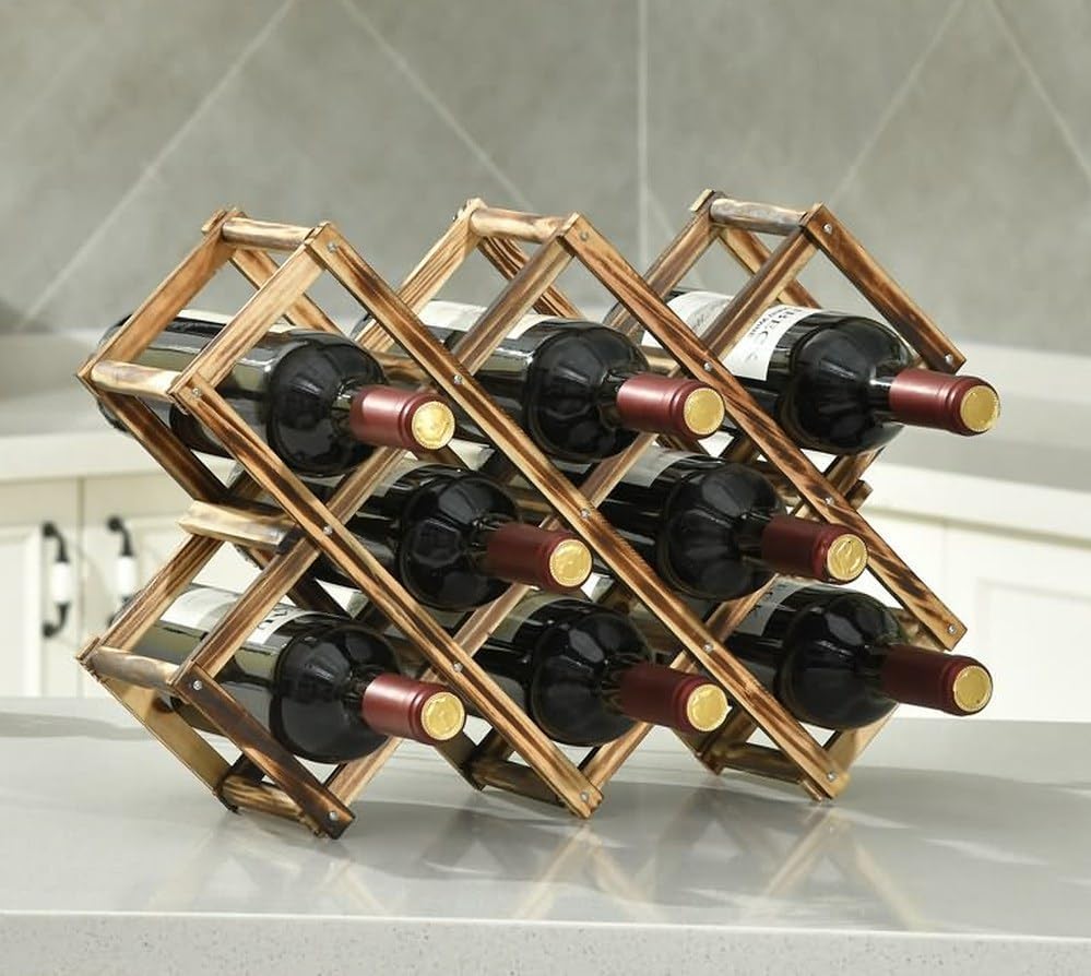 LoongZDD Freestanding Stackable Wine Rack Organizer for Countertop and Cabinets with Foldable Design and Scratch-Resistant Protector LoongZDD