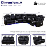 Anthato Black Leather Power Recliner Sectional Sofa Set with LED Lights, Modern L-Shaped Reclining Sofa, Reclining Corner Couch with Cup Holders/Storage/Charging Ports for Living Room/Home Theater Anthato