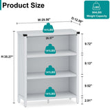 BON AUGURE White Bookcase, 3 Shelf Bookshelf, Farmhouse Wooden Book Cases/Shelves, Small Open Storage Book Shelves for Home School Library Office Bedroom Kids (White Oak) BON AUGURE