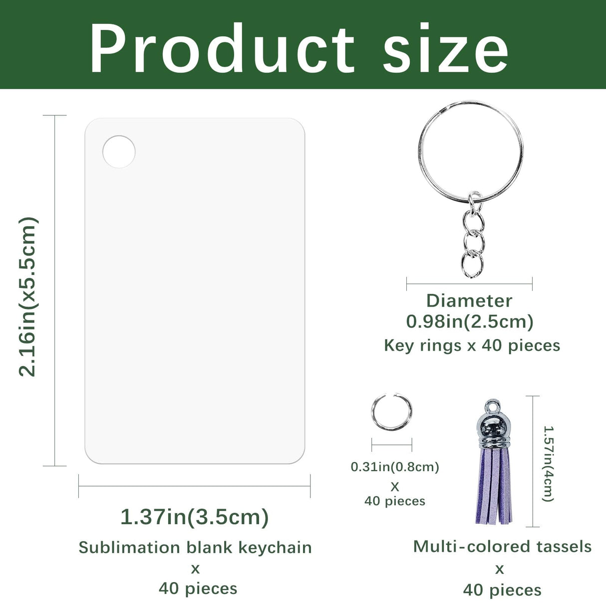 160 Pcs Metal Sublimation Keychain Blanks Bulk,Double Sided Sublimation Blanks Keychain Heat Transfer Keychain Blanks with Tassels,Sublimation Ornament Blanks Key Chain GEKIXUTP