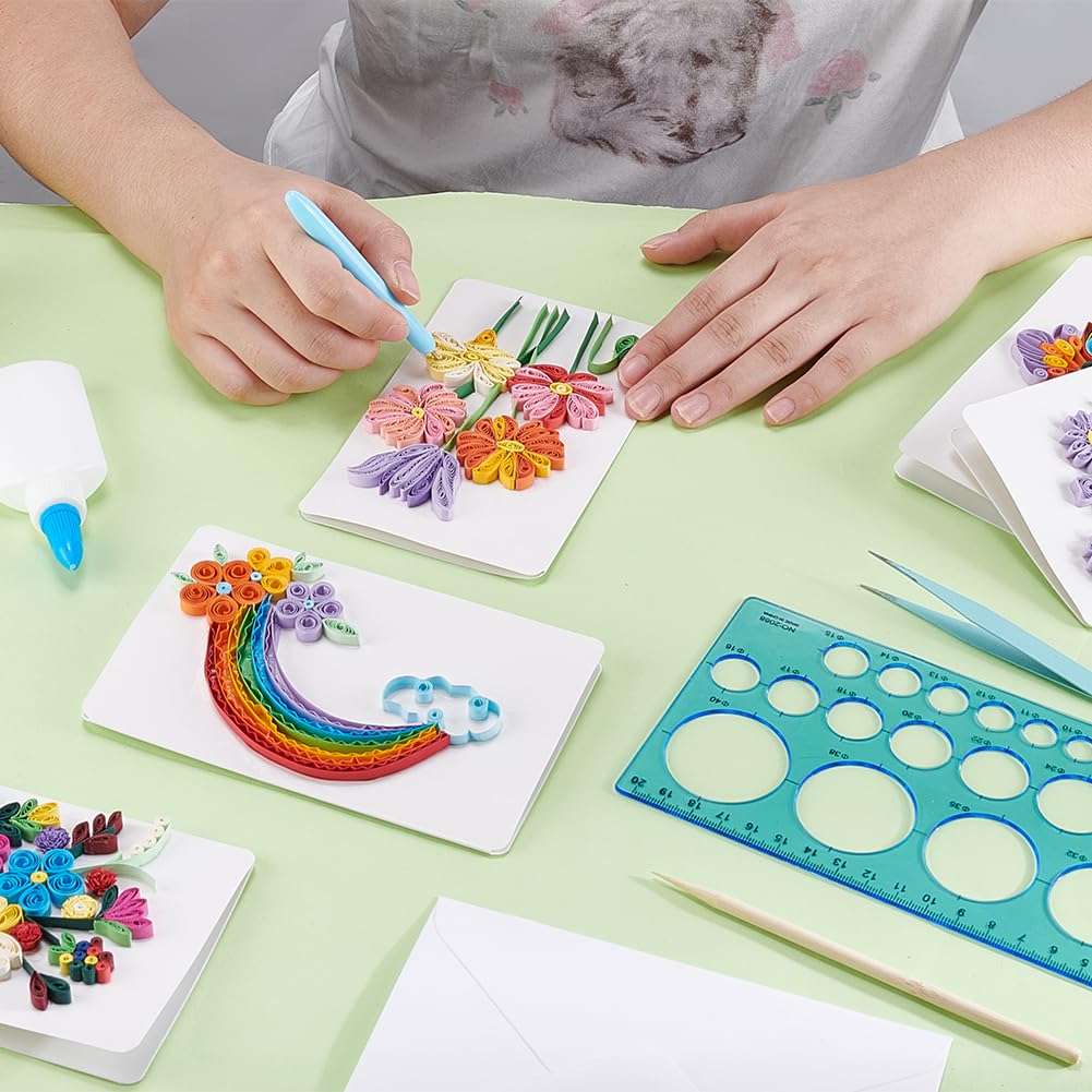 WEBEEDY 20 Sets Flower Paper Quilling Kit for Adults Beginners Greeting Card Making Kit with Envelope and Instruction,DIY Flower Cards for All Occasions Happy Birthday,Holiday,New Year,Thanksgiving WEBEEDY