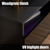 AMERLIFE Fireplace TV Stand with 36" Electric Fireplace, LED Light Entertainment Center, Modern Wood Texture Entertainment Stand with Highlight Storage Cabinet for TVs Up to 80", 70", Black & White AMERLIFE