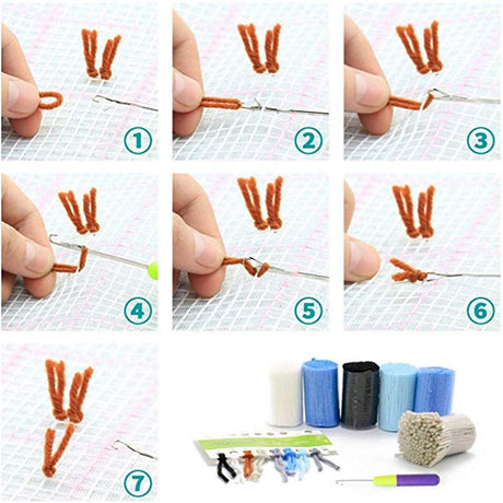 DL-YTG Latch Hook Kits Pillow Unicorn Crochet Yarn Cushion Colour Pre-Printed Canvas Rug Needlework DIY Pillowcase Hook and Latch Kit Home Arts Crafts Sofa Decoration 42x42cm/16X16inch DL-YTG