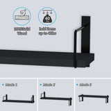 EALLRINEC Floating Shelves - 24 Inch Wall Mounted Set of 3, Rustic Wood Storage Shelves for Living Room (Black) EALLRINEC