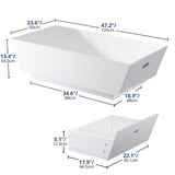 Cozy Castle High Gloss Coffee Table with LED, Modern Center Table with 2 Large Hidden Storage Drawers for Living Room, White, 47.2" W x 23.6" D x 13.4" H Cozy Castle