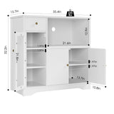 HORSTORS Storage Cabinet with 3 Doors and 1 Drawer, Buffet Cabinet Sideboard with Adjustable Shelves, Microwave Stand Cabinet for Kitchen, Dining Room, White HORSTORS
