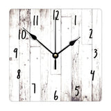 ArogGeld Shabby Chic White Wood Wall Clock Rustic Farmhouse Barn Square Wood Clock 10 Inch Silent Non-Ticking Wooden Wall Clocks Battery Operated Living Room Bedroom Kitchen Farmhouse Decor Birthday ArogGeld