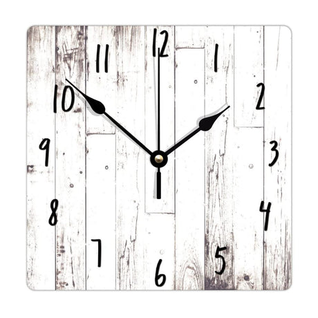 ArogGeld Shabby Chic White Wood Wall Clock Rustic Farmhouse Barn Square Wood Clock 10 Inch Silent Non-Ticking Wooden Wall Clocks Battery Operated Living Room Bedroom Kitchen Farmhouse Decor Birthday ArogGeld