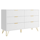 LYNSOM Dresser for Bedroom, Modern 6 Drawer White Dresser with Metal Handles and Wide Drawer, Wood Chest of Drawers for Living Room LYNSOM
