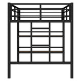 Metal Twin Size Low Loft Bed with Storage Sheves for Kids,Heavy Duty Kids Loft Bed for Boys Girls Junior,Space Saving,Black Bellemave