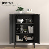 IRONFFICE Metal Locker Storage Cabinet,Black Accent Storage Cabinet, Metal Pantry Cabinet with Doors,Locker Cabinet for Living Room,Kitchen,Office IRONFFICE