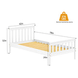 Twin Bed Frame with Headboard & Footboard,13 Wood Slats Support Wooden Platform, No Box Spring Needed, Easy Assembly, Farmhouse Style for Single Kids Room (38x75) -White KOBY HOME