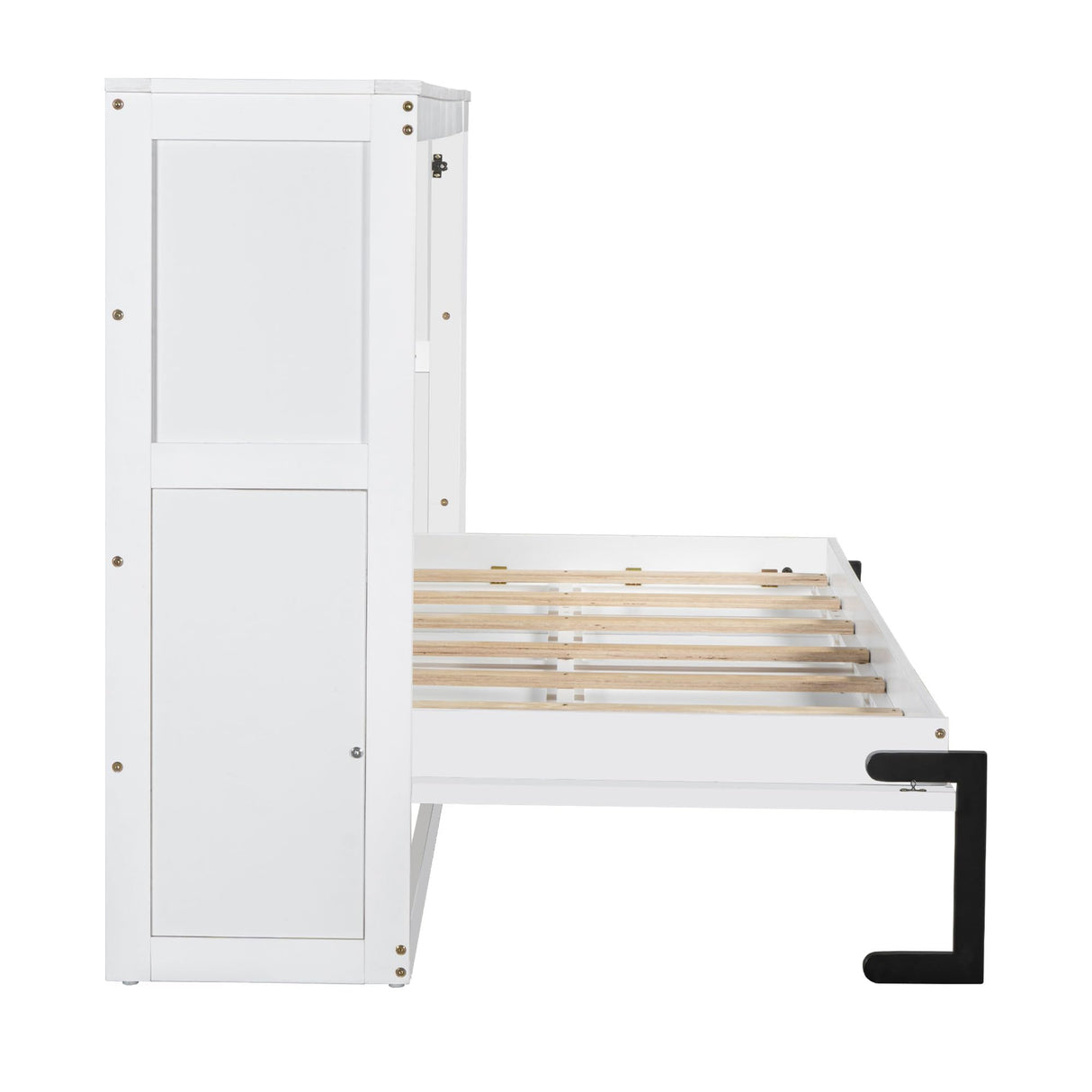 RuiSiSi Horizontal Murphy Bed Twin with Storage, Hideaway Wall Bed with Bookcase, can be Folded into a Cabinet, Twin Murphy Bed Cabinet Space-Saving for Guest Room Bedroom Office, White RuiSiSi