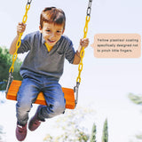 SELEWARE Wooden Swing Set, Wood Tree Swing Seat with Chain, Wood Swing Set Seat Accessories for Adult Kid Indoor Outdoor Playground Backyard SELEWARE