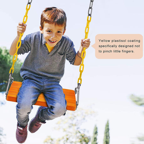 SELEWARE Wooden Swing Set, Wood Tree Swing Seat with Chain, Wood Swing Set Seat Accessories for Adult Kid Indoor Outdoor Playground Backyard SELEWARE