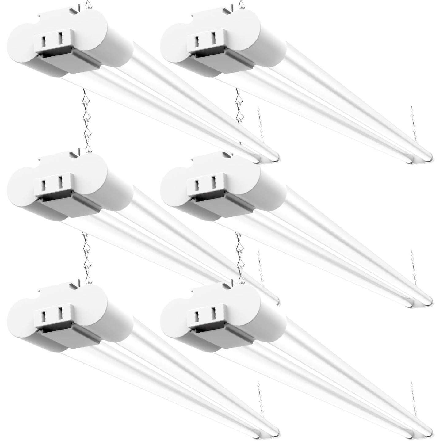 Sunco 6 Pack Linkable LED Utility Shop Light, 4500 LM, 5000K Daylight, 4 FT, 48 Inch Integrated Fixture for Garage, 40W Equivalent 150W, Surface + Suspension Mount, White - WoodArtSupply