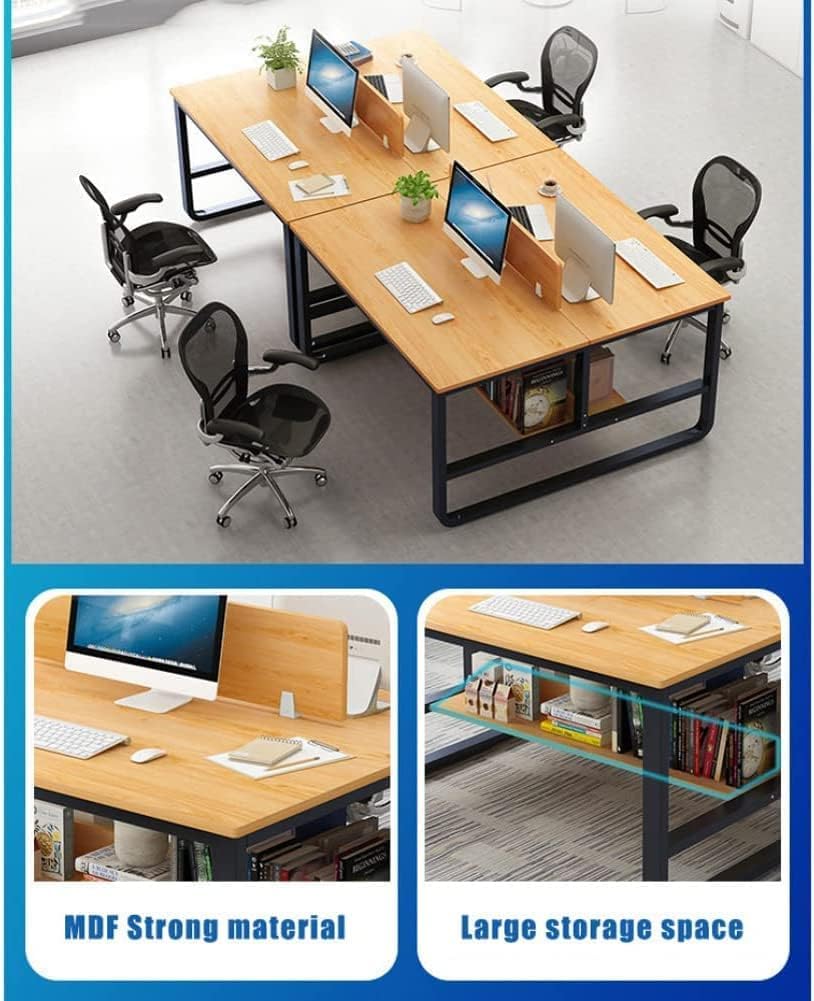 jianghinice Double Desk for Two People, 47 Inch Two Person Desk - Double Computer Desk with Partition and Storage Shelves, Long Office Writing Table Computer Workstation for Home Office (White) jianghinice