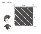 kejector 44 Pack Plastic Interlocking Deck Tiles,Patio Deck Tiles 12"x12" Square Waterproof Flooring Outdoor All Weather Use Slip-Resistant Decking Tiles for Poolside Balcony Backyard,Twill Lines kejector