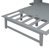 Bellemave Full Size Murphy Bed with USB Port and Desk, Full Platform Bed with Removable Shelves on Each Side, Wood Frame, for Guest Room Home Office(Grey) Bellemave