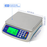 Large Digital Kitchen Scale 30KG Commercial Food Scale 66LB for Baking Bread Meat Stainless Steel Price Computing Scale LCD Display,Prep Counting Scale for Parts and Coins Adapter Included RUJIXU
