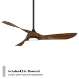 WAC Smart Fans Swirl Indoor and Outdoor 3-Blade Smart Home Ceiling Fan 54in Matte Black Koa with 3000K LED Light Kit and Remote Control works with Alexa and iOS or Android App WAC Lighting