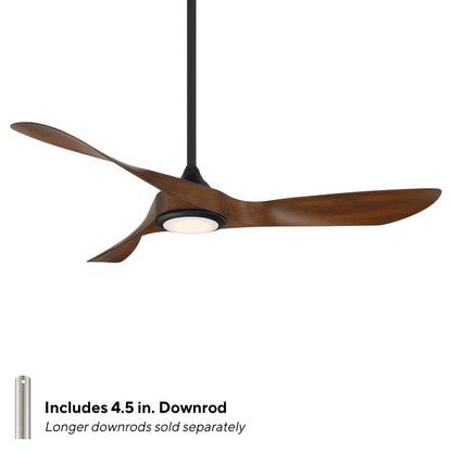 WAC Smart Fans Swirl Indoor and Outdoor 3-Blade Smart Home Ceiling Fan 54in Matte Black Koa with 3000K LED Light Kit and Remote Control works with Alexa and iOS or Android App