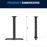 Flash Furniture 5" x 22" Restaurant Table T-Base with 3" Diameter Table Height Column, Commercial T-Base Cast Iron Restaurant Table Base, Black Flash Furniture