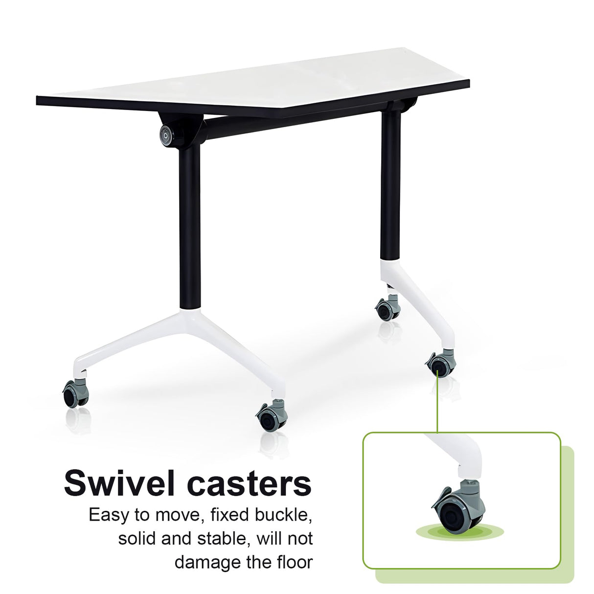 CUAOCEZ Conference Room Table Foldable Flip Top Mobile Training Table,combinable trapezoidal Conference Table Computer Desk,Metal Frame,with Modesty and Lockable Wheels Seminar Training Table (8PCS) CUAOCEZ