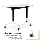 CUAOCEZ Conference Room Table Foldable Flip Top Mobile Training Table,combinable trapezoidal Conference Table Computer Desk,Metal Frame,with Modesty and Lockable Wheels Seminar Training Table (8PCS) CUAOCEZ