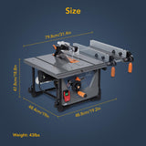 Table Saw for Jobsite, 98.5% Vacuuming Rate Dustless Table Saw 8.5 inch, 5000RPM Cutting Speed, TCT Blade, 2000W, 15A Portable Compact Tablesaw for DIY Woodworking and Furniture Making TROPOW