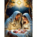 MOMDEDP Jesus Diamond Art Kits for Adults, 5D Diamond Painting Kits for Beginners,Round Full Drill Nativity Scene Gem Art for Adults,DIY Religious Diamond Dots Paintings for Home Decor12x16in MOMDEDP