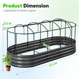 Quictent Galvanized Raised Garden Bed Kit with Self Watering System and Mesh Cover, Large Oval Metal Outdoor Planter Garden Boxes for Vegetables Herbs Flowers, 8x3x1Ft Quictent