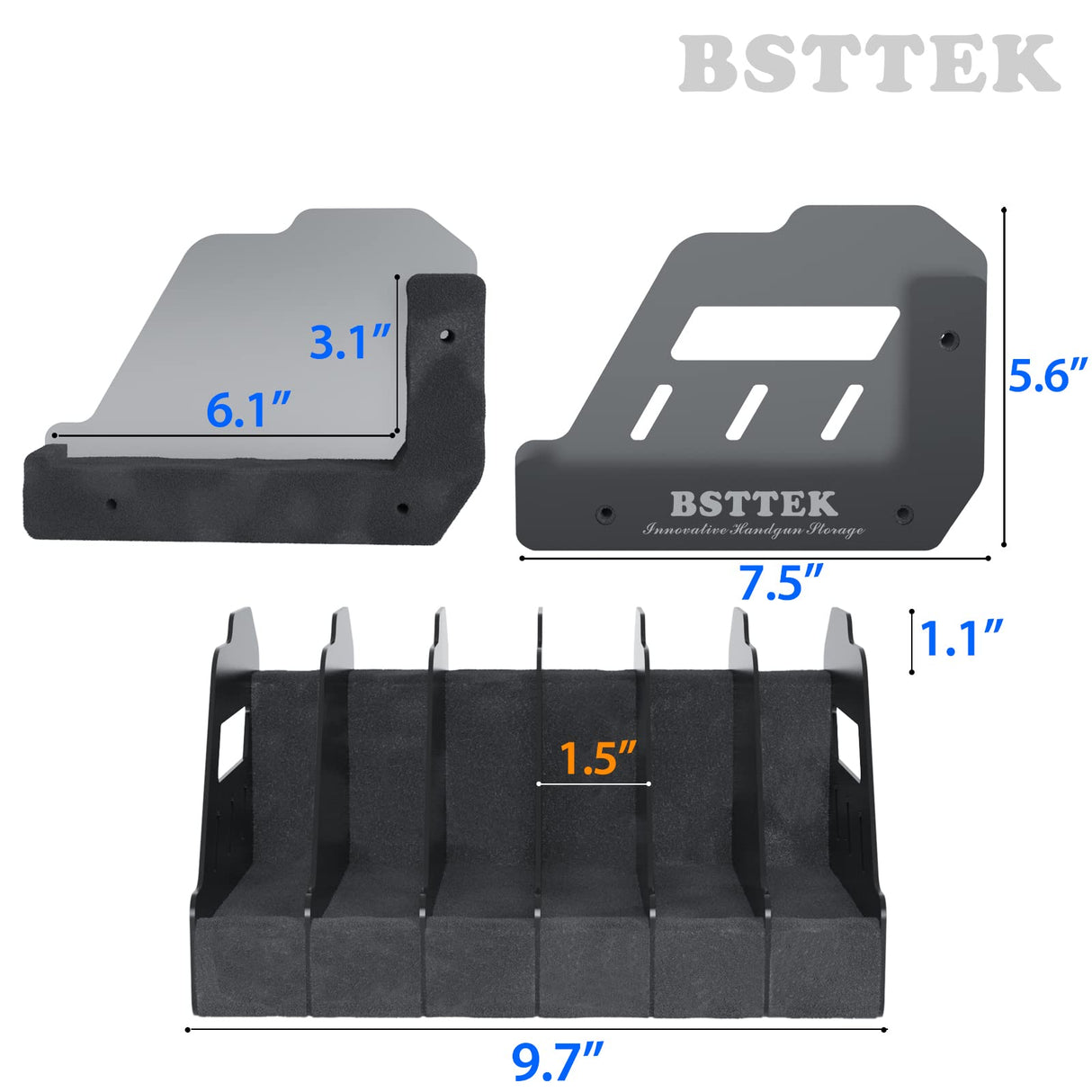 BSTTEK Foam Pistol Rack for Gun Safe | Gun Cabinet Accessories | Storage Organizer Revolver Firearm Handgun Rack Stand Display Holder Fits 6 of Pistols BSTTEK