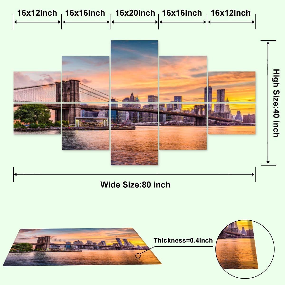 10 Pack Art Acoustic Panels New York City Skyline Decorative Sound Absorbing Wall Panel Self-Adhesive Noise Canceling Soundproof Padding for Home Office Studio 80" x 40" PZWKJOILPQ
