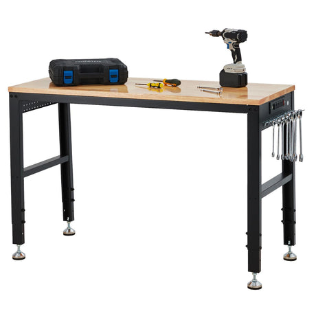 GarveeTech Adjustable Workbench 60"x20", 2000 lbs Load Capacity, Height Adjustable 29.5"-38.4", Ideal Heavy-Duty Garage Worktable with Built-in Power Outlet for Home, Office & Workshop GarveeTech