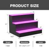 HIGOSPRO LED Liquor Bottle Display Shelf, 16 inch 3-Step Lighted Acrylic Lighted Bar Shelf for Home, Illuminated Home Bar Shelf, Acrylic Lighted Bottle Display Stand with RF Remote HIGOSPRO