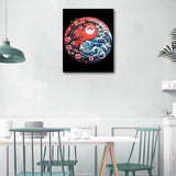 Yin and Yang Paint by Numbers Kit for Adults, Yin-Yang Waves and Cherry Blossoms DIY Paint by Numbers, Oriental Zen Art Paint by Numbers Kit for Adults Canvas Acrylic Painting 16x20 Inch Frameless Rebotipy