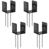 Heavy Duty 4x4 Concrete Post Base Anchor, U Shape Fence Post Spikes for Concrete 4x4 Post Base Anchor Metal Black Powder Coated （4 pcs） SPACEEUP