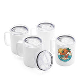 OFFNOVA 12oz Sublimation Tumblers Blank 4 Pack Stainless Steel Coffee Tumblers With Handle and Lid, Double Wall Vacuum Camping Cup for Hot & Cold Drinks Tea OFFNOVA