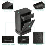 TOLEAD Tilt Out Trash Cabinet Free Standing 10 Gallon Wooden Trash Can Cabinet with Barn Door for Farmhouse Kitchen,Living Room, Dining Room, Oak Grey TOLEAD