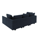 HONBAY Modular Sectional Sleeper Sofa Velvet Sectional Sleeper Couch with Storage Sleeper Sofa Couch for Living Room,Dark Blue HONBAY